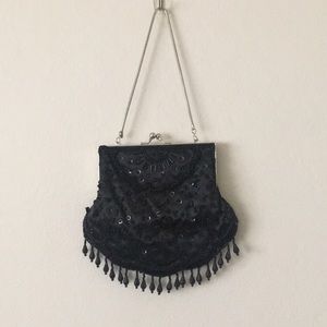 Black vintage inspired beaded bag